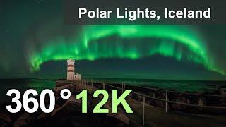 Northern lights in Iceland. 360 video in 12K.