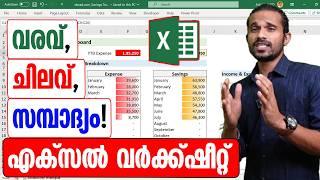 Income, Expense, and Savings Tracker - Excel Malayalam Tutorial