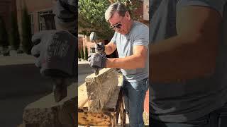 Cutting Stone by hand #stone #masonry #builder #diy #construction #stonemason #stonemasonry  #tools