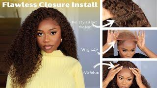 *7IN1* Pre-Styled Brown Curly Closure Wig Easy Install (With A Side Braid) | West Kiss Hair Review