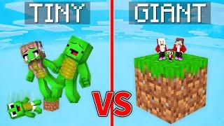 Mikey Family TINY vs JJ Family GIANT One Block Battle in Minecraft (Maizen)