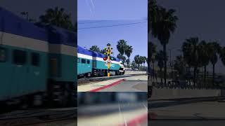 Two trains at a railway crossing knock down a sign #train #railway #crossingrailway