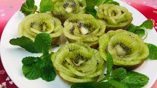 How to make the rose with Kiwi | Rei Channel Sawaddeekaa