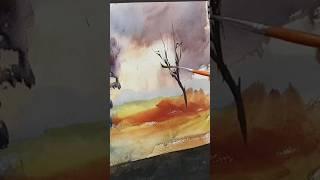 Painting trees with the sword liner brush #paintingtrees #everydaywatercolor #painting #art #artist