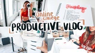 PRODUCTIVE *ONLINE* COLLEGE DAY IN MY LIFE | Zoom Classes, Homework, Workout w/ Me, Desk Tour!