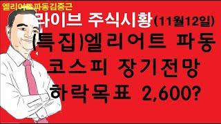 엘리어트파동김중근의  주식시장 라이브(11월12일) 코스피 장기전망 2,600 하락도 가능하다