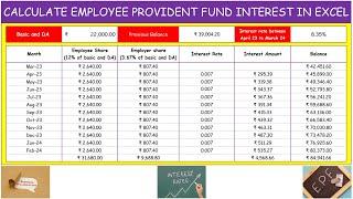 How to Calculate Employee Provident Fund(#EPF) Interest In Excel - #PF calculation in excel