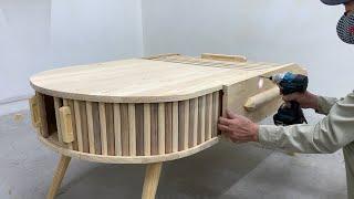 Creative And Unique Woodworking Ideas - Close The Outdoor Table With The Most Novel & Special Design