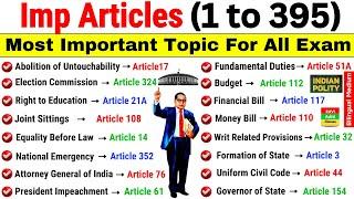 Important Articles of Indian Constitution Tricks | Articles 1 To 395 | Important Articles|GK SSC RRB