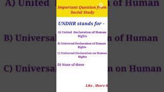 UNDHR Full Form || Tripura TET Exam || TET-II|| Social Study ||Human Rights ||