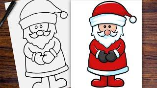 How to draw SANTA CLAUS easy step by step drawing tutorial