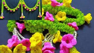 பூ தோரணம், Woolen flower toran design, Gate parda, New toran design