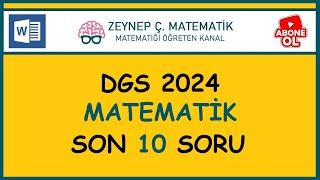 DGS 2024 SINAV ÖNCESİ SON TEKRAR - SON 10 SORU