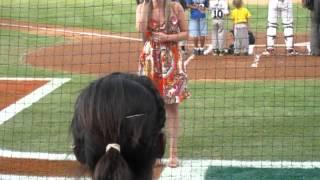 Susie Garcia "Esa Guerita" sings National Anthem at University of Miami Baseball Game