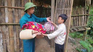 The poor boy was given a few things by the kind policeman to make ends meet