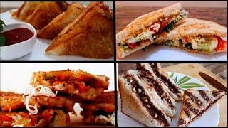 4 Tasty Veg Sandwich Recipes | Veg Sandwich | Renuka's Kitchen | Breakfast/Lunch box Ideas.