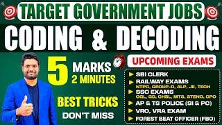 Coding And Decoding Best Shortcut Tricks For All Bank PO/Clerk, SSC, Railway, APPSC/TGPSC Exams