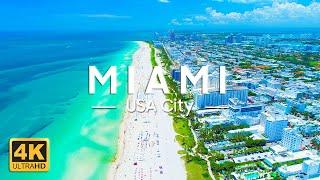 FLYING OVER MIAMI 4K Video UHD - Relaxing Music With Amazing Beautiful Nature Scenery For Relaxation