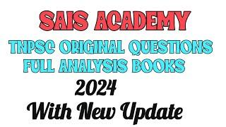 Sais Academy Tnpsc Original Questions Full Analysis Book