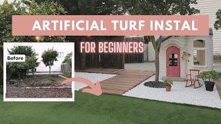 HOW TO INSTALL SYNTHETIC TURF ON DIRT : Part 2 - Application | DIY Artificial Grass | Phuong Mehmeh