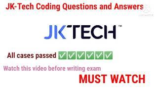 JK- Tech coding Questions and Answers/Must Watch/ executed#jktech #coding