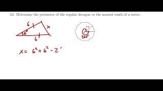 Find the perimeter of a regular decagon 24