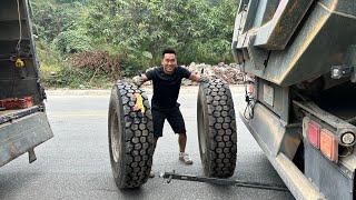 100km journey to change a flat tire on a dump truck carrying goods