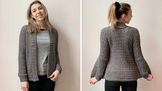 EASY CARDIGAN FOR BEGINNERS - FREE CROCHET PATTERN