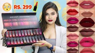 Swiss beauty HD matte lipstick | Rs. 300 |  Review + Swatches || All 24 shades