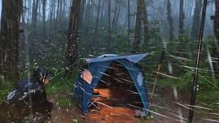 CAMPING IN LONG HEAVY RAIN AND THUNDER ️LONG HEAVY RAIN CAMPING