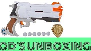 Nerf Rival Overwatch McCree Blaster with Die Cast Badge,6 Rival Rounds