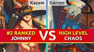 GGST ▰ Kazam (#2 Ranked Johnny) vs Darren (Happy Chaos). High Level Gameplay