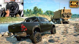 Toyota Hilux | Towing Abandoned Truck | SnowRunner | Thrustmaster T300RS gameplay