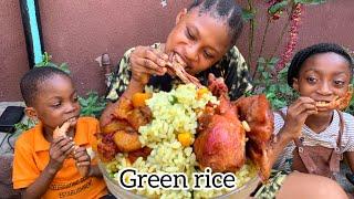 Unbelievable  Nigerian Village Green *fried rice* Authentic African Food