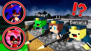 JJ and Mikey and Banana Kid Became FBI and Hunt Scary Sonic And Amy Rose in Minecraft ! Maizen