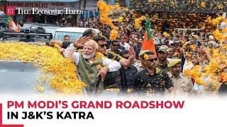 PM Modi’s grand roadshow in J&K’s Katra, locals queued up to get a glimpse