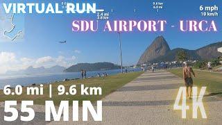 Virtual Treadmill Run 56 Minutes 6mi (9.6km) | Rio de Janeiro Airport to Urca | 4K Quality