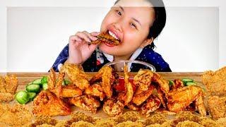 FRIED CHICKEN WINGS MUKBANG 먹방 CRUNCHY | EATING SHOW