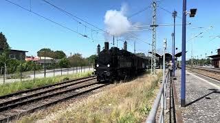 Ausfahrt historische Dampflok am Bahnhof Lübben (Spreewald)