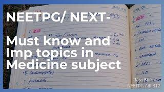 Must know and Imp topics list of Medicine in NEETPG