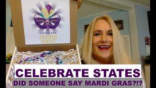 Celebrate States Unboxing! Do you travel? Planning a Trip? Save 20% on your first Box. Mardi Gras!