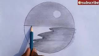 Circle drawing - easy  circle drawing - easy circle scenery - easy pencil drawing - easy art