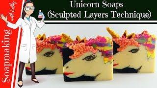 Unicorn Cold Process soap making DIY Sculpted layers soap design beginners easy homemade soap 095