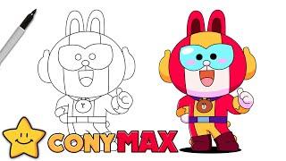 How To Draw CONY MAX | Brawl Stars | Max New Skin | Step By Step