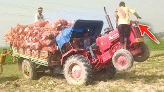 Full potato loaded trolley || Mahindra 275 DI power  || Tractor guru subha ||