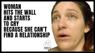 Woman Hits The Wall And Starts To Cry Because She Can’t Find A Relationship. Women Hitting The Wall