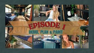 Toy Hauler RV Renovation Episode 1 - The Before Tour, Plan, Mood Board, Demo and start of Painting!