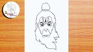 Bajrangbali Drawing | Easy Drawing | Hanuman Face Drawing | God Drawing Easy