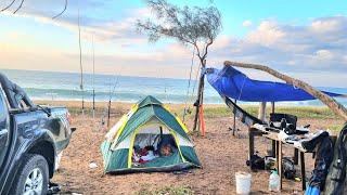 ACAMPAMENTO NA BEIRA DO MAR!!! 2 DIAS e UMA NOITE capturando MUITOS PEIXES na Pesca de praia.