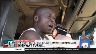 Travellers stuck on Nairobi-Mombasa highway after a accident; call for expansion of the road
